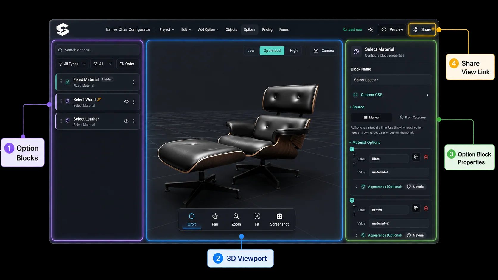Simplio3D configurators across furniture, buildings and apparel