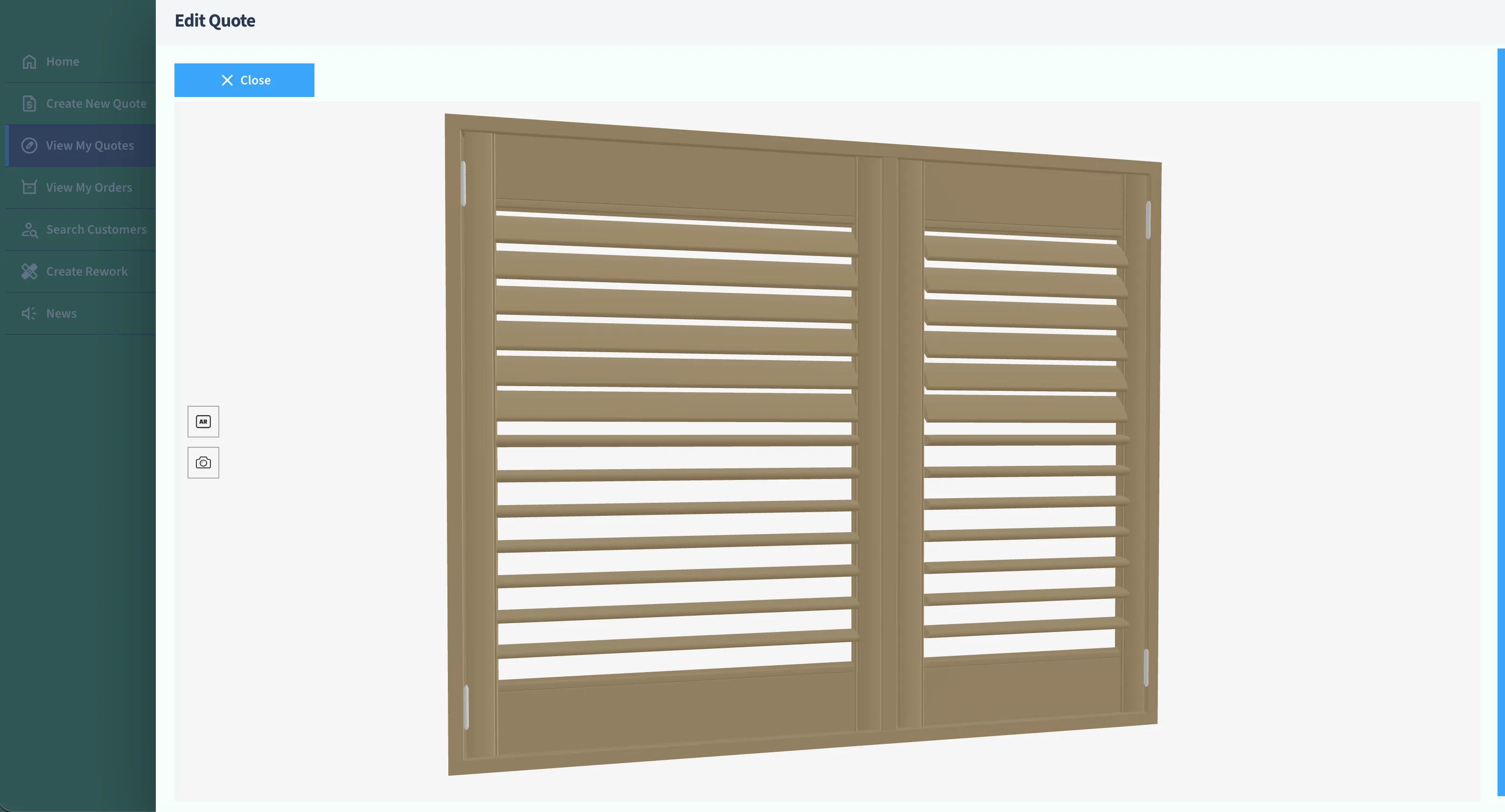 Evergreen Shutters:在内部报价系统中预览 3D 百叶窗