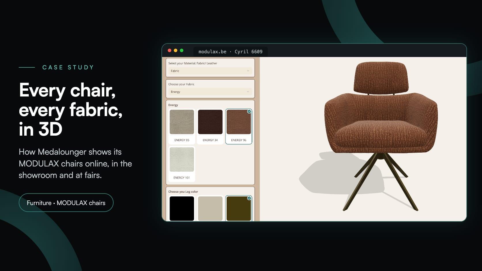 Medalounger: a dining chair configurator for the website, showroom and fairs