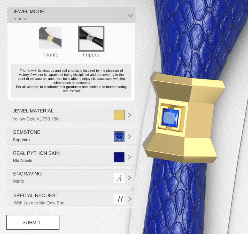 software de configurare a produselor 3D de bijuterii