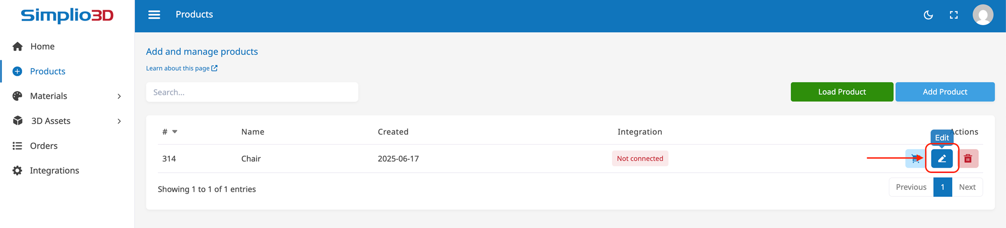 add product in Simplio3D